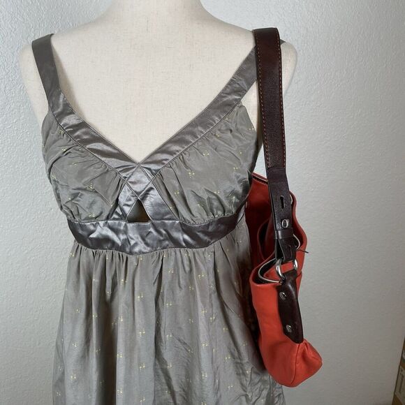 Francesco Biasia Hobo Leather Shoulder Hand Bag Purse Burnt Orange & Brown - Picture 4 of 14